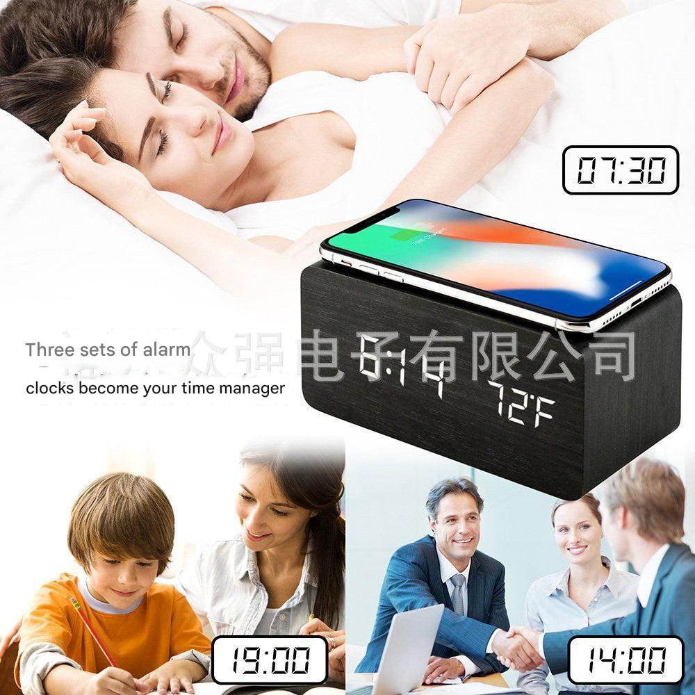 Contemporary wooden design alarm clock with PVC dial