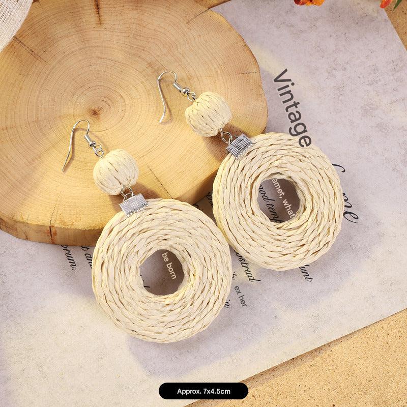 Handcrafted rattan earrings for stylish women