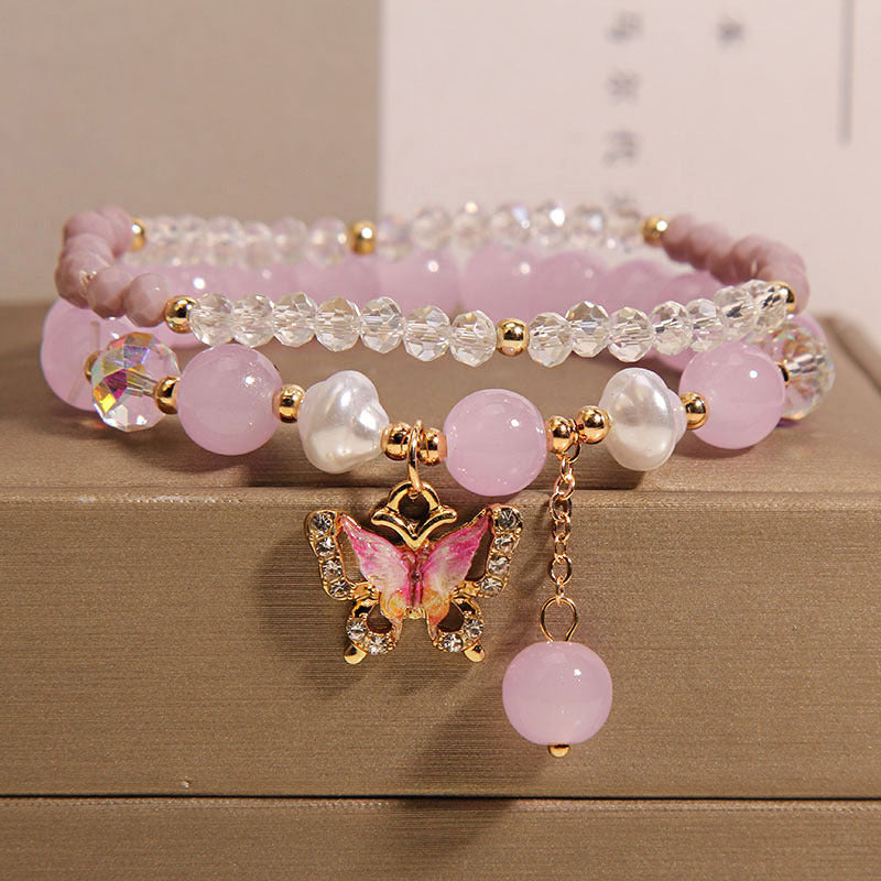 Cute Korean Style Crystal Butterfly Bracelet Image 5