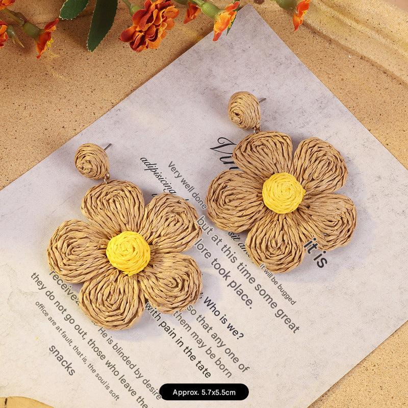 Bohemian vintage woven rattan earrings design 1