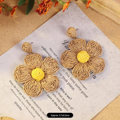 Bohemian vintage woven rattan earrings design 1