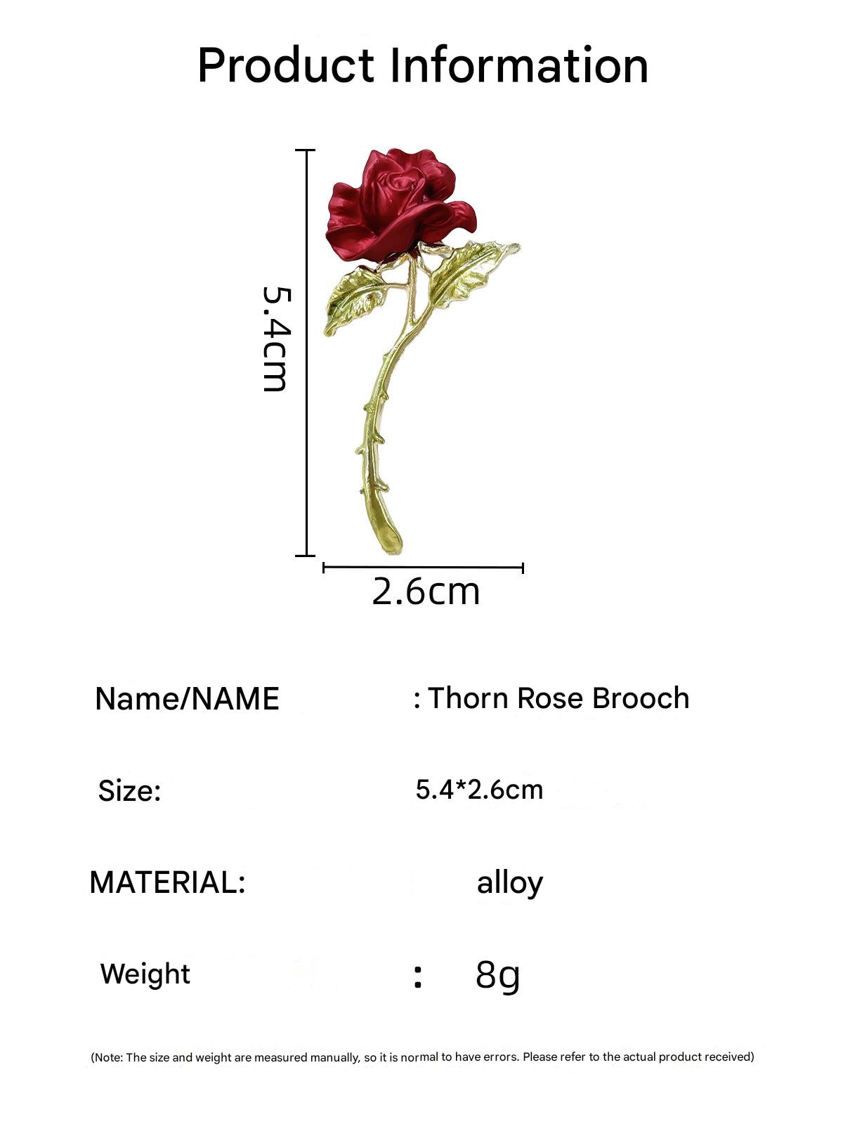 Elegant Red Rose Brooch with accessories
