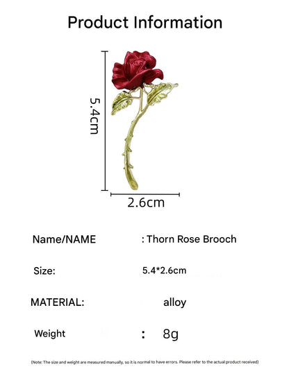Elegant Red Rose Brooch with accessories