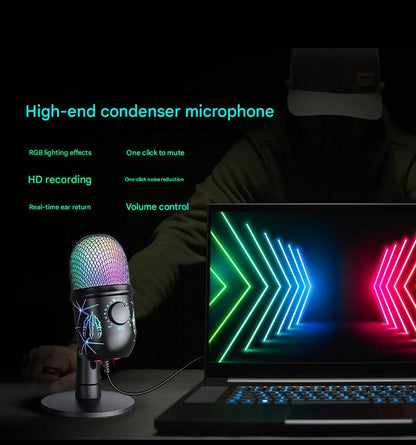 Close-up of V5 microphone RGB lighting