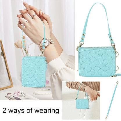 Stylish Samsung Z Flip 5 and Z Flip 6 Crossbody Phone Case with Card Holder - Durable PU+TPU Protection