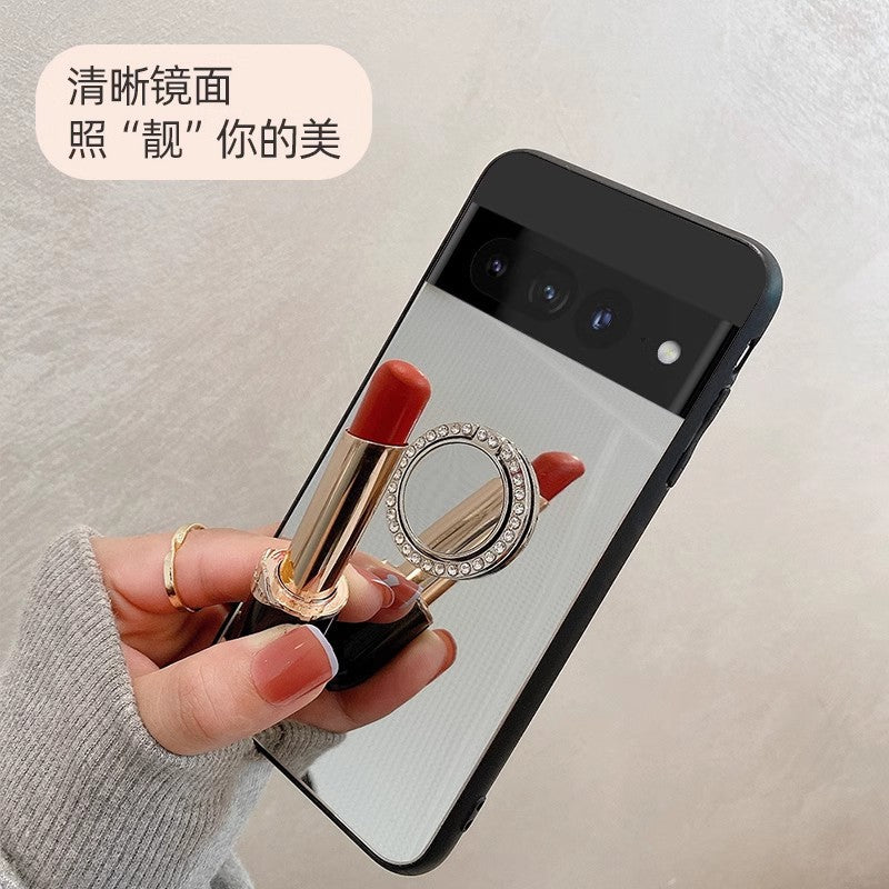 Sleek Mirror Phone Case Stand for Google Pixel 9 | Makeup Mirror, Full Protection, Available in Gold & Silver