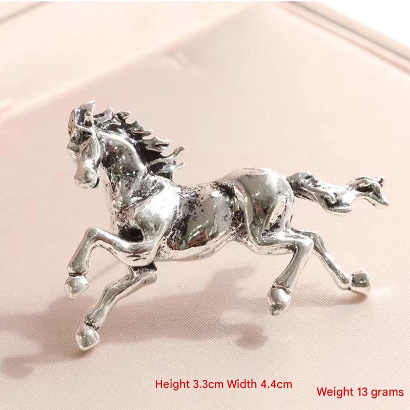 Vintage horse brooch antique silver