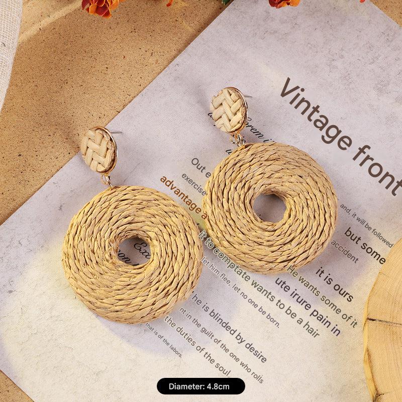 Handcrafted rattan earrings for stylish women