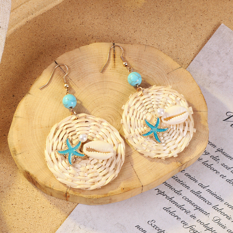 Handcrafted rattan earrings for stylish women