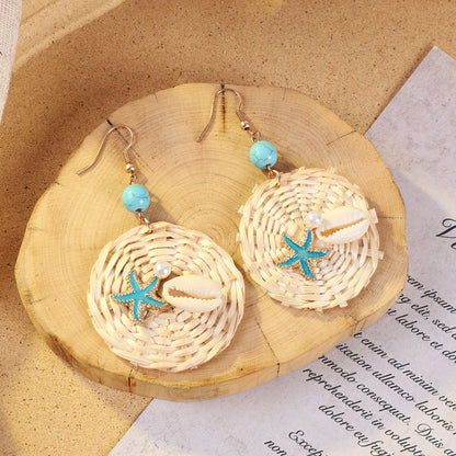 Handcrafted rattan earrings for stylish women