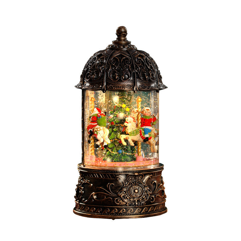 decorative christmas carousel with santa figurine