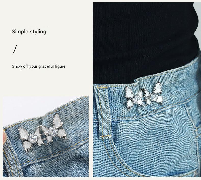 Adjustable Waist Butterfly Buckle with Rhinestones - Close Up