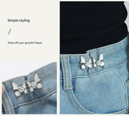 Adjustable Waist Butterfly Buckle with Rhinestones - Close Up