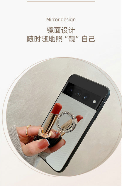 Sleek Mirror Phone Case Stand for Google Pixel 9 | Makeup Mirror, Full Protection, Available in Gold & Silver