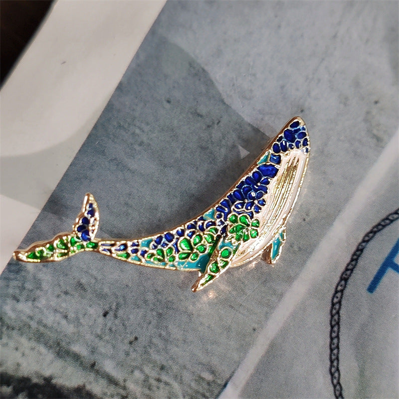 Alloy whale and dolphin brooch