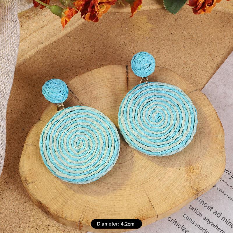 Bohemian vintage woven rattan earrings design 1