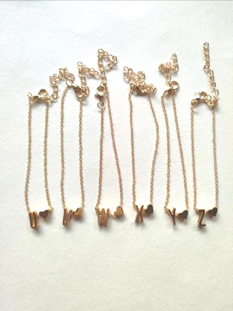 Silver alphabet heart bracelet
