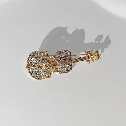 Elegant oil drop violin brooch with rhinestones - image 1