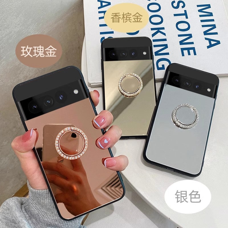 Sleek Mirror Phone Case Stand for Google Pixel 9 | Makeup Mirror, Full Protection, Available in Gold & Silver