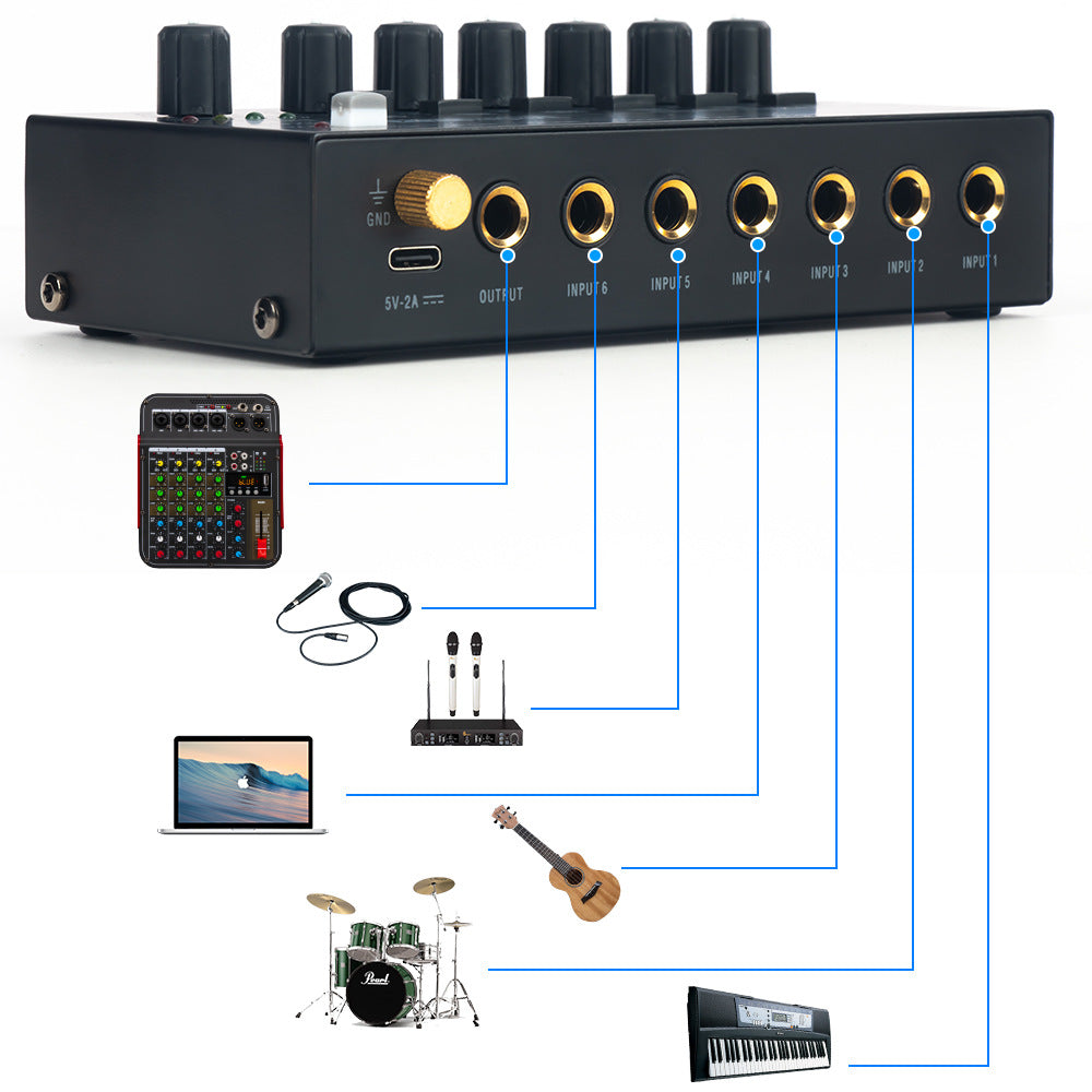 Compact audio mixer with low noise for home studio
