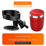 Black cup holder + Red ashtray with liner set (Pack of 2)