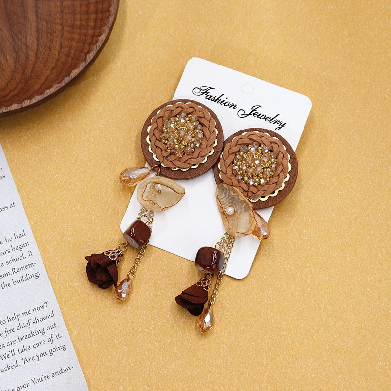 Colorful floral earrings displayed on white background image 3
