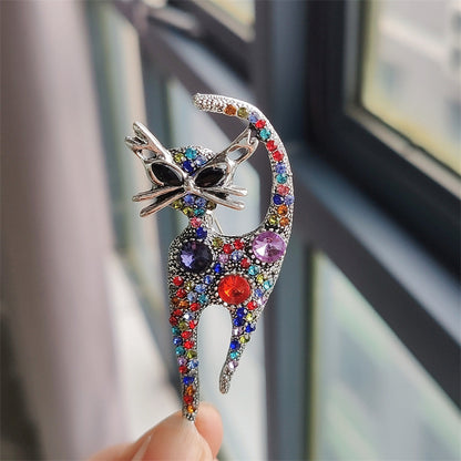 Colorful retro cat brooch