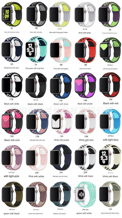 Dual Color Silicone Sport Band for Apple Watch Series 6, 7, 8, SE and Ultra - Comfortable & Durable