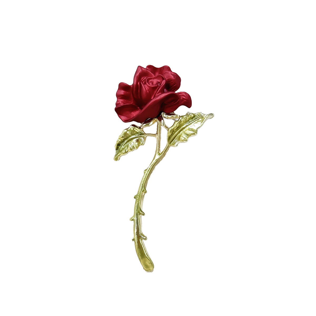 Elegant Red Rose Brooch on model