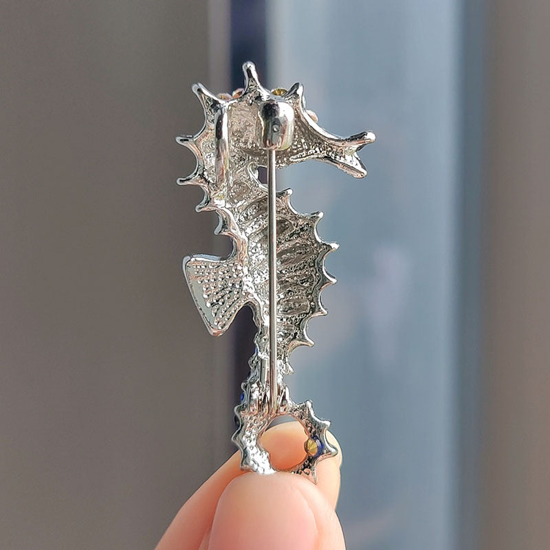 Unique Rhinestone Seahorse Design Brooch Image 5