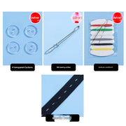 Black Long Version [Elastic Band Length 22cm * Set = 1 Elastic Band + 4 Buttons + 1 Sewing Kit + (OPP Bag Packaging)]