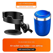 Black cup holder + blue ashtray with liner set (Pack of 2)