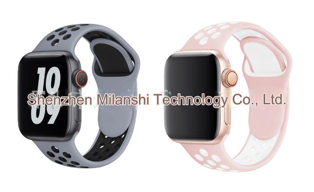 Dual Color Silicone Sport Band for Apple Watch Series 6, 7, 8, SE and Ultra - Comfortable & Durable