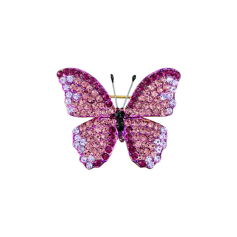Elegant Rhinestone Butterfly Brooch front view