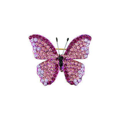 Elegant Rhinestone Butterfly Brooch front view