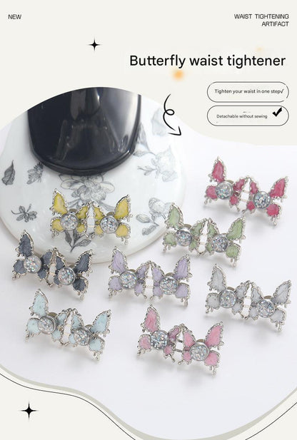 Adjustable Waist Butterfly Buckle with Rhinestones - Color Variety
