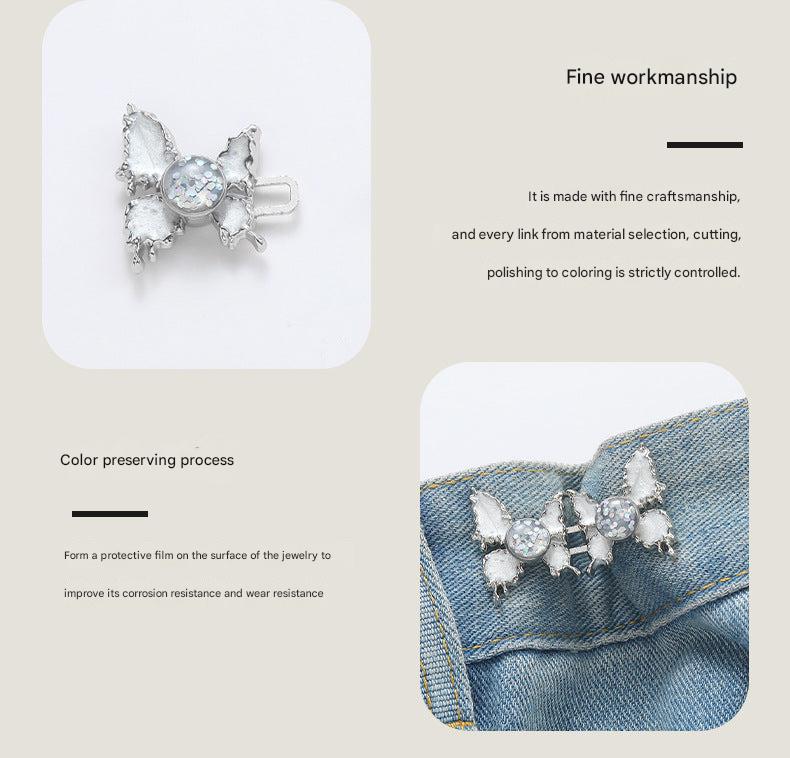 Adjustable Waist Butterfly Buckle with Rhinestones - Color Variety