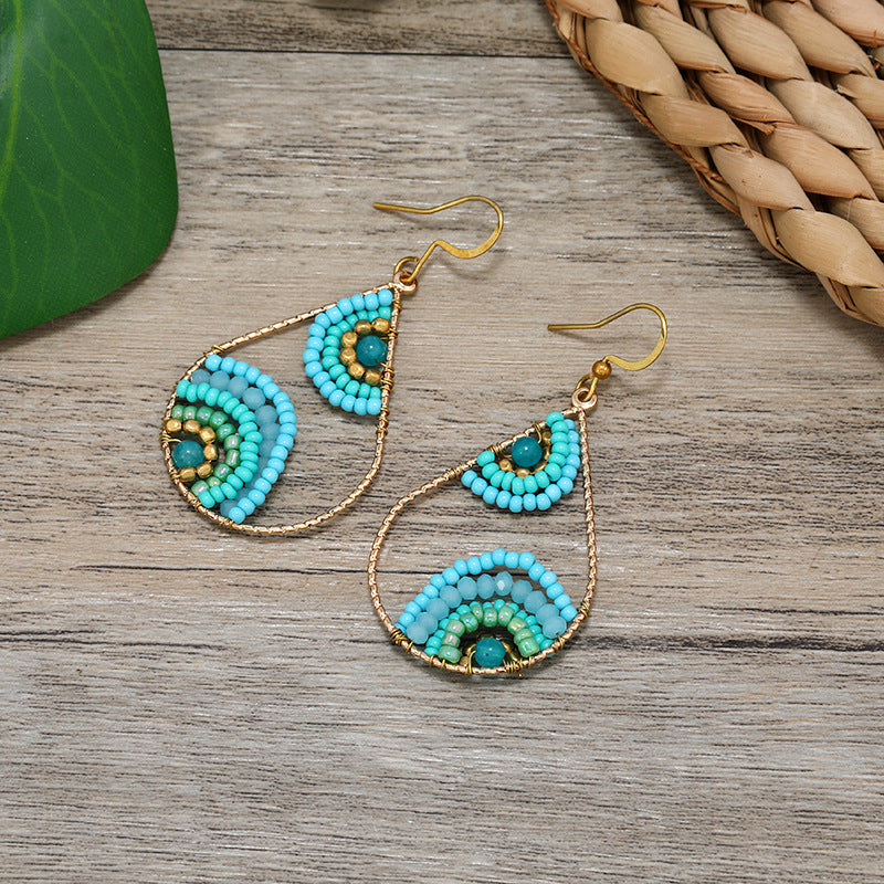 Colorful Bohemian earrings on display