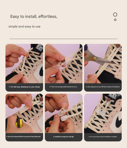 Versatile no-tie spring laces for various shoe styles