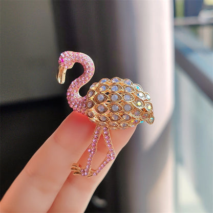 High-quality rhinestone flamingo pin