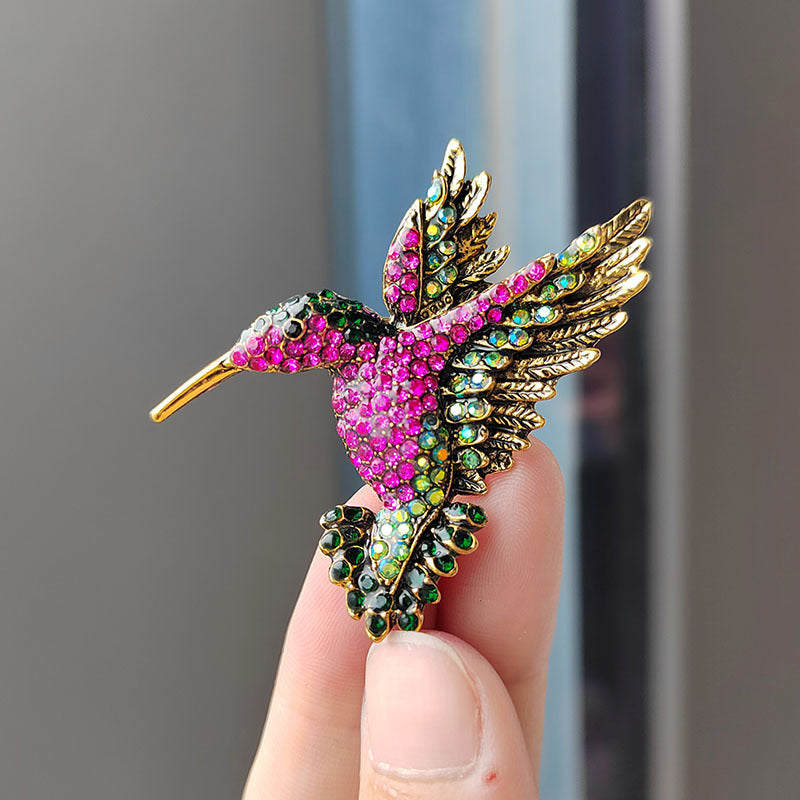 Stylish Hummingbird Brooch with Rhinestones 3