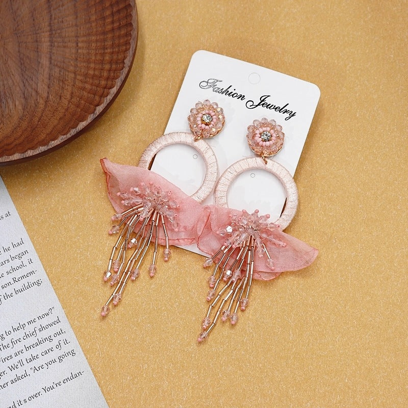 Bohemian crystal flower earrings image 1