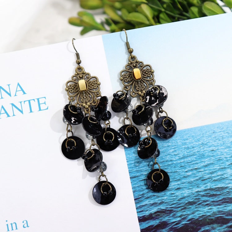 Close up of vintage shell earrings