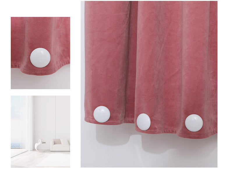 Magnetic curtain weights on a table outdoors