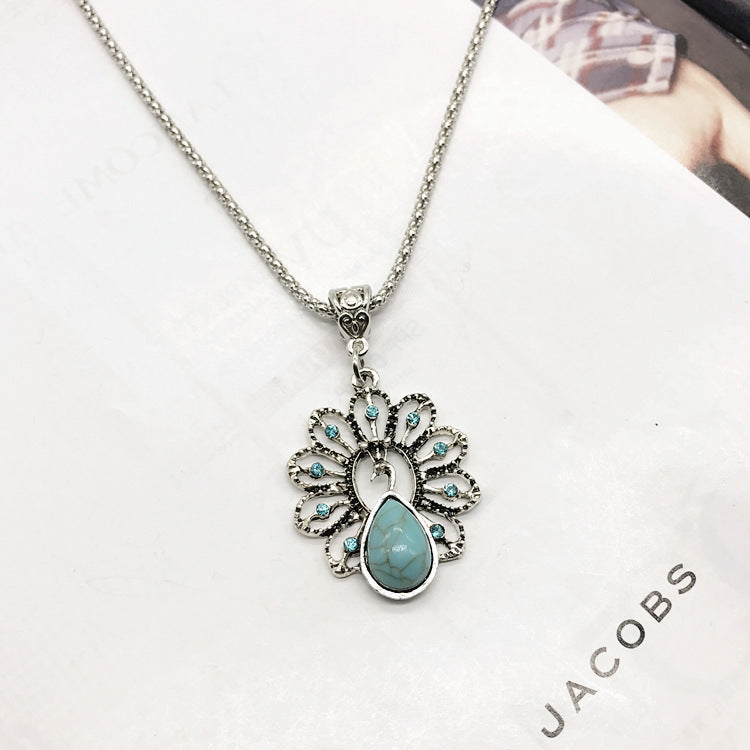 Vintage bohemian necklace and earring set with turquoise accents - image 1