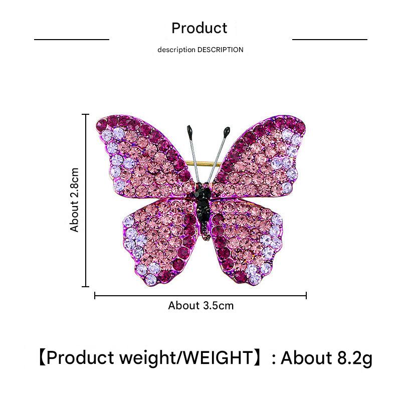 Elegant Rhinestone Butterfly Brooch front view