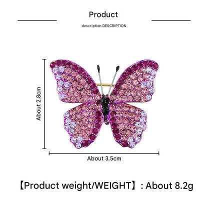 Elegant Rhinestone Butterfly Brooch front view