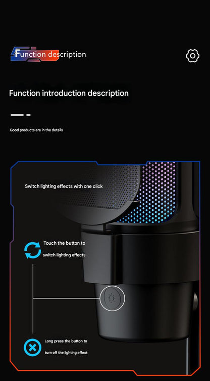 USB Live Streaming Microphone with Colorful Lights image 1