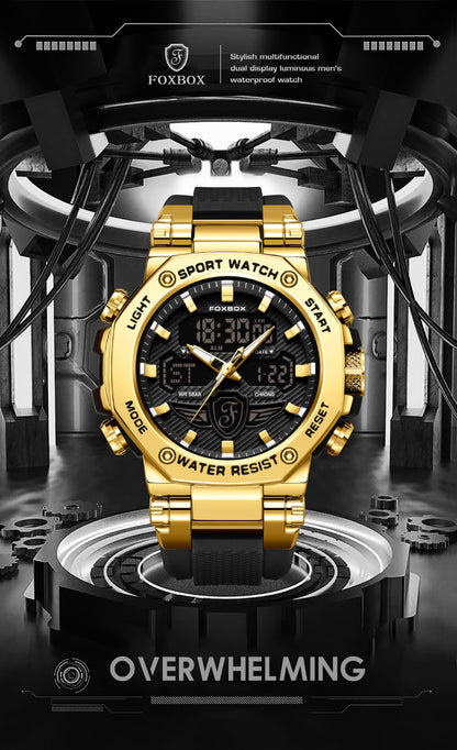 Sporty design waterproof watch in black