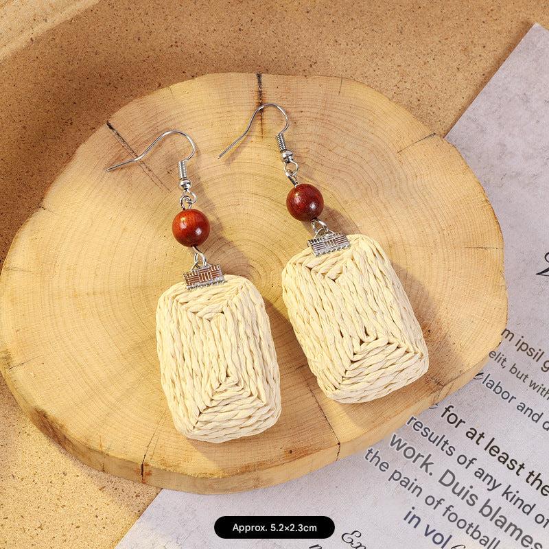 Handcrafted rattan earrings for stylish women